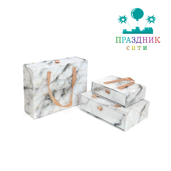 КОРОБКА сумочка 24х16х7см Мрамор, белый