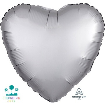 ШАР (Фольга) А Б/РИС СЕРДЦЕ 18 in Сатин Platinum