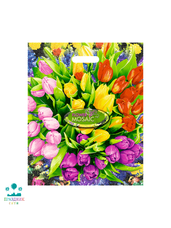 ПАКЕТ Цветочная мозайка, полиэтиленовый, 38*47 см