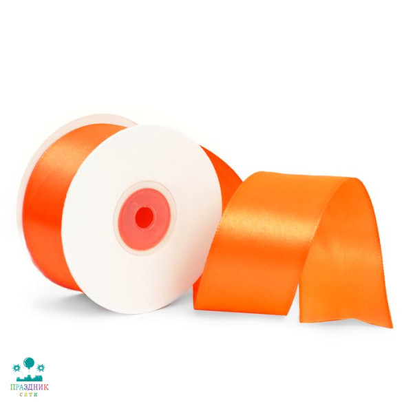 ЛЕНТА атлас 3,8 см неон оранжевая