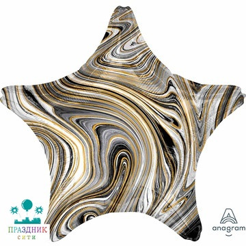 ШАР (Фольга) А Б/РИС ЗВЕЗДА 19 in Мрамор Black