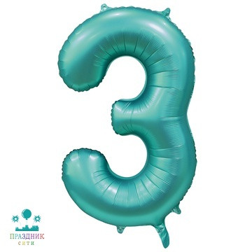 ШАР (Фольга) Ф ЦИФРА 3 65 in Tiffany