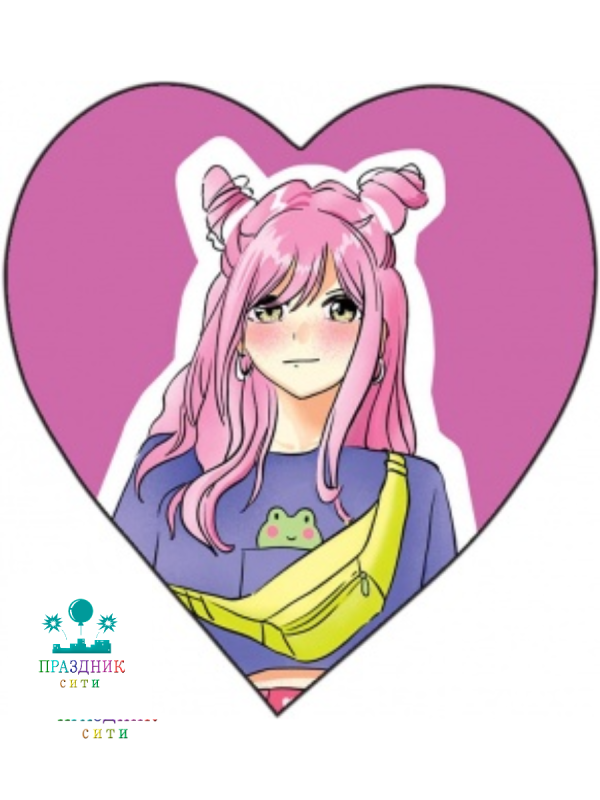 ОТКРЫТКА Валентинка Сердце Девушка Аниме