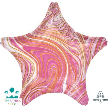 ШАР (Фольга) А Б/РИС ЗВЕЗДА 19 in Мрамор Pink