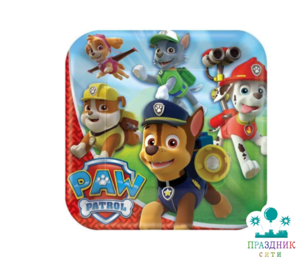 ТАРЕЛКА Щенячий патруль квадратная 23см 8шт