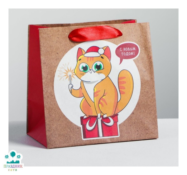 ПАКЕТ Сюрприз, крафт 14 × 14 × 9 см