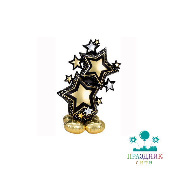 ШАР (Фольга) А ФИГУРА AIR Звезды Black&Gold