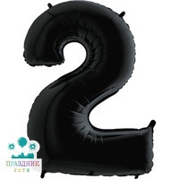 ШАР (Фольга) Г ЦИФРА 2 65 in Black