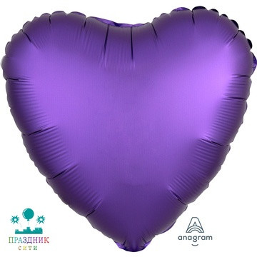 ШАР (Фольга) А Б/РИС СЕРДЦЕ 18 in Сатин Purple Royale