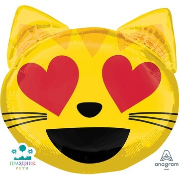 ШАР (Фольга) А ФИГУРА 115 in Эмоции Смайлик Кошка влюбл