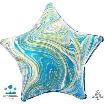 ШАР (Фольга) А Б/РИС ЗВЕЗДА 19 in Мрамор Blue