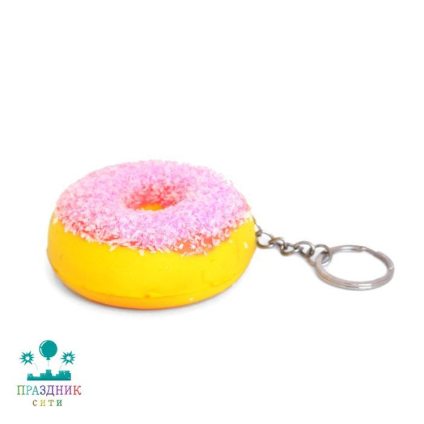 БРЕЛОК Сквиши Пончик с посыпкой 6,5 см