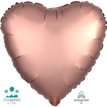 ШАР (Фольга) А Б/РИС СЕРДЦЕ 18 in Сатин Rose Copper