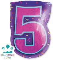 ШАР (Фольга) А ЦИФРА 5 30 in Мульти