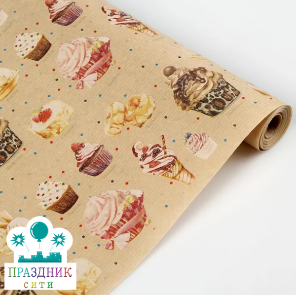БУМАГА Сладости, крафт, 72см, в рулоне
