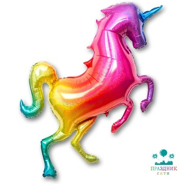 ШАР (Фольга) Б ФИГУРА 90 in Единорог радужный