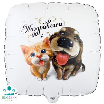 ШАР (Фольга) К 18 in РУС ПОЗДРАВЛЯЕМ Питомцы