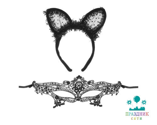 КАРНАВАЛЬНЫЙ НАБОР Кошечка, маска+ушки