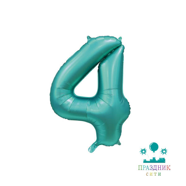 ШАР (Фольга) К ЦИФРА 4 65 in Сатин Teal