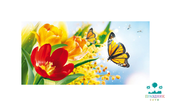 КОНВЕРТ Без надписи, цветы и бабочка