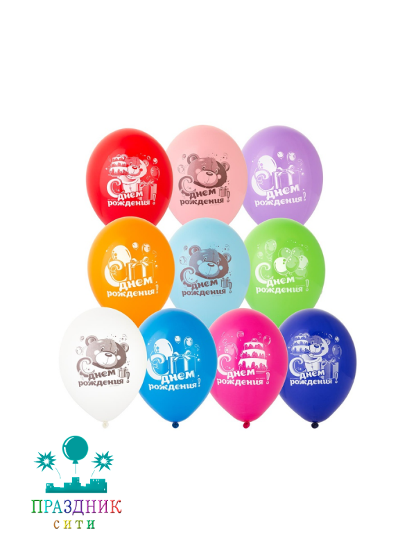 ШАР c рисунком 12" Мишка с тортом