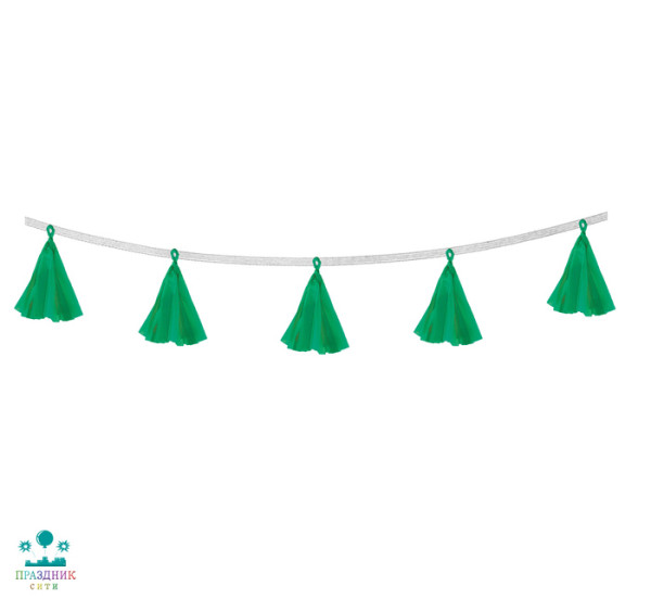 ГИРЛЯНДА-тассел Кисточки, зелёный