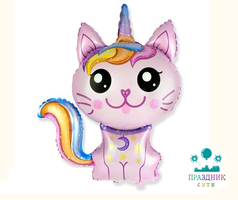 ШАР (Фольга) Ф ФИГУРА 45 in Кот-Единорог розовый