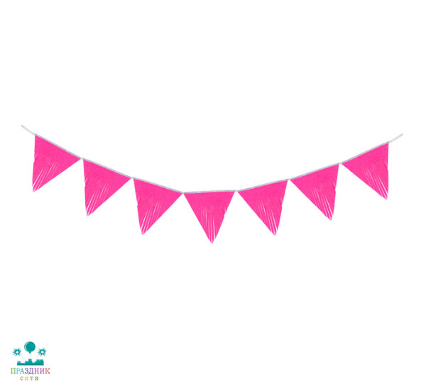 ГИРЛЯНДА-тассел Флажок, цвет розовый, 3 м