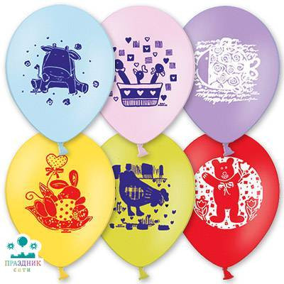 ШАР с рисунком 10" Зверюшки