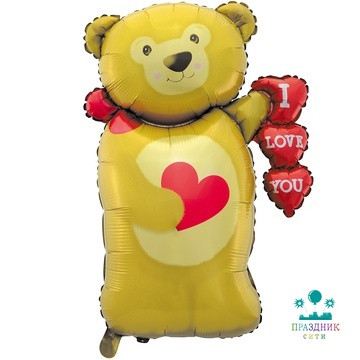 ШАР (Фольга) К ФИГУРА 40 in ILY Мишка с сердцами