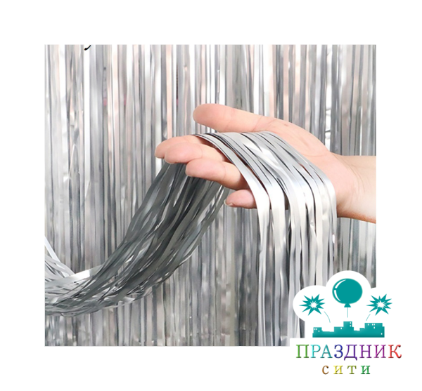 ЗАНАВЕС из фольги серебро 1х2 м матовый