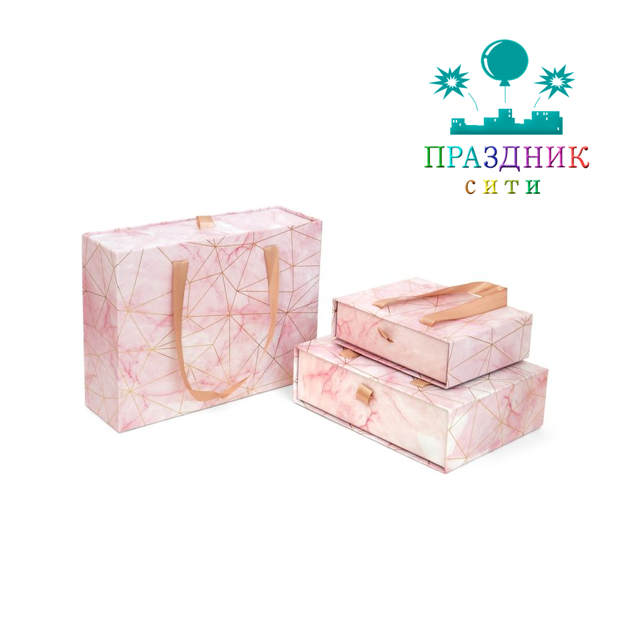 КОРОБКА Мрамор сумочка 24x26x7см, розовый
