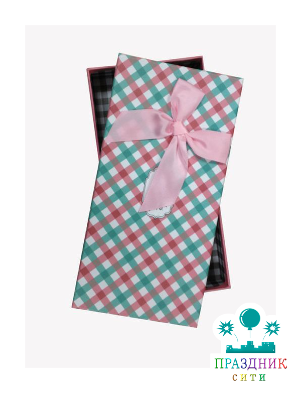 КОРОБКА Деловой, с розовым бантом, 21,3х10,7х3,3см