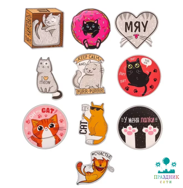 НАКЛЕЙКА бум Котики, стикеры 7 × 7 см