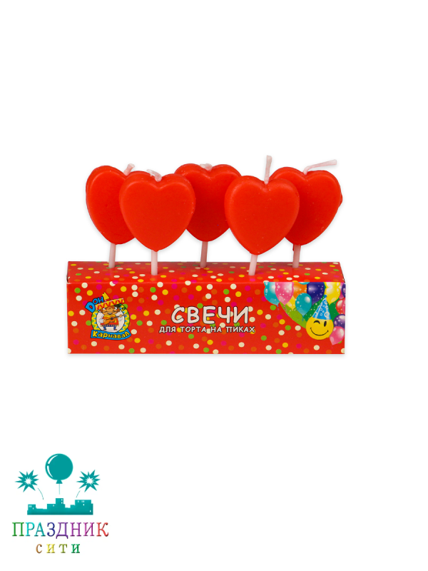 СВЕЧА д/торта Сердца на пиках