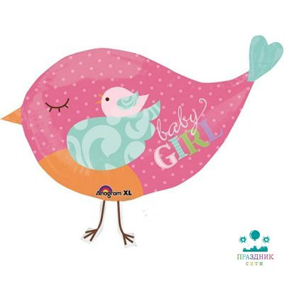 ШАР (Фольга) А ФИГУРА 70 in Птичка розовая