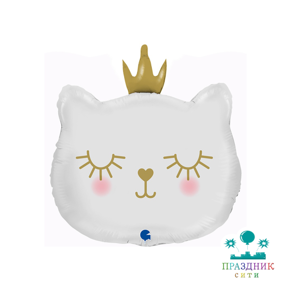 ШАР (Фольга) Г ФИГУРА 65 in Голова кошки белая в короне