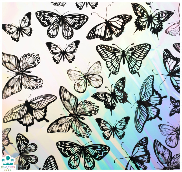 ПЛЕНКА Бабочки, с голографией, 100 × 70 см