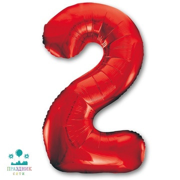 ШАР (Фольга) К ЦИФРА 2 65 in Red