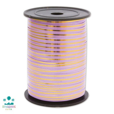 ЛЕНТА с зол полосой 5ммХ230м сиреневая