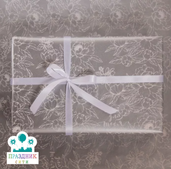 БУМАГА Цветы, серебряная краска 68см, глянцевая, в рулоне