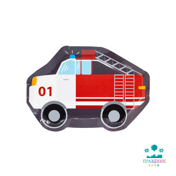 ТАРЕЛКА Пожарная Машина фигурная 25см 6шт