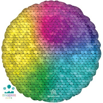 ШАР (Фольга) А Б/РИС КРУГ 18 in Пайетки Rainbow