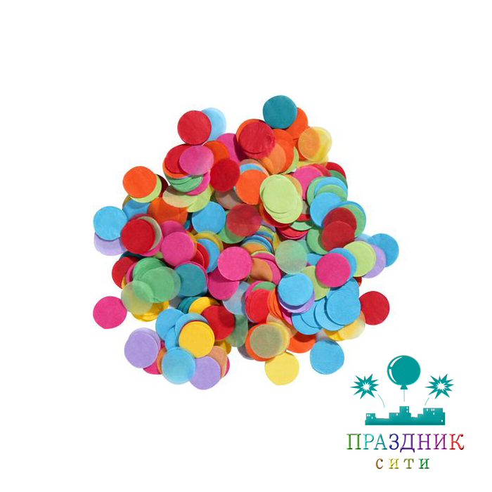 КОНФЕТТИ Круги бумага, 1 см, ассорти 50 гр