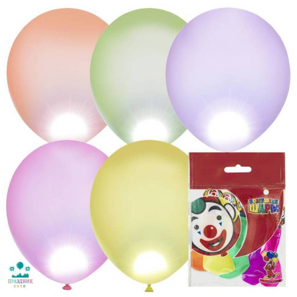 ШАР (латекс) 10" Флуоресцентный ассорти со светодиодом