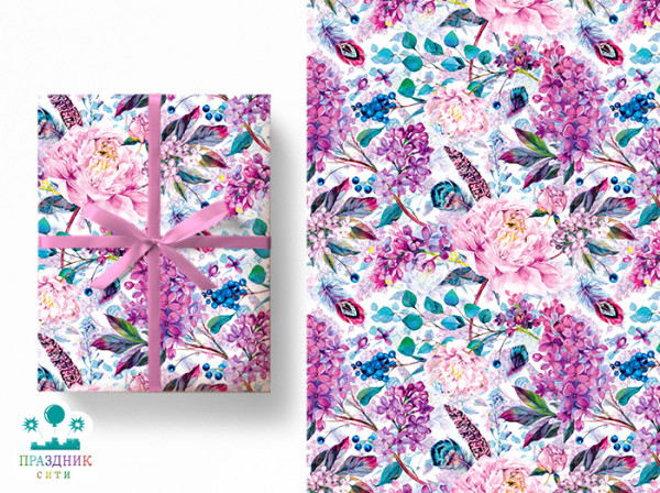 БУМАГА Цветы бохо, глянец, 100х70см