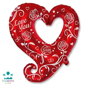 ШАР (Фольга) Ф ФИГУРА 31 in ILY Cердце с розами