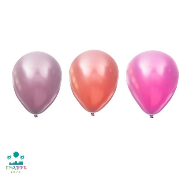 НАБОР ШАРОВ 10" Хром двойной, розовый 3шт