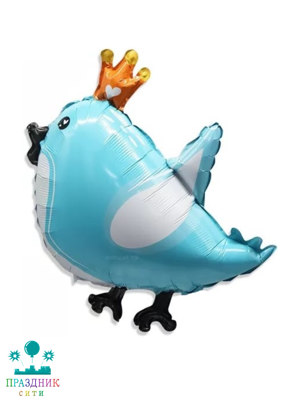 ШАР (Фольга) ФИГУРА 30 in Птичка в короне голубой