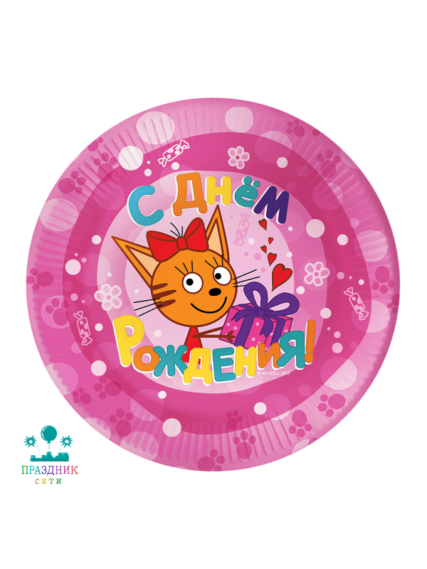 ТАРЕЛКА Три Кота Розовый 18см 6 шт